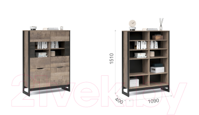 Шкаф с витриной Империал Стокгольм 2д2в низкий