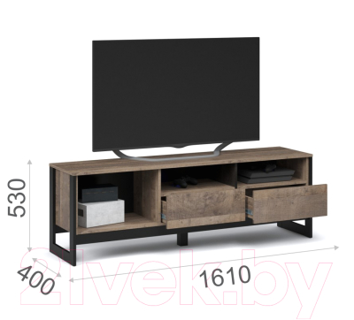 Тумба Империал Стокгольм ТВ (дуб гранж песочный/железный камень)