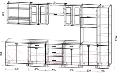 Кухонный гарнитур Интерлиния Мила Деко 3.6