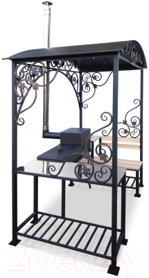 Мангал-беседка СтальСнабДизайн Шашлычный дворик с печью разборная