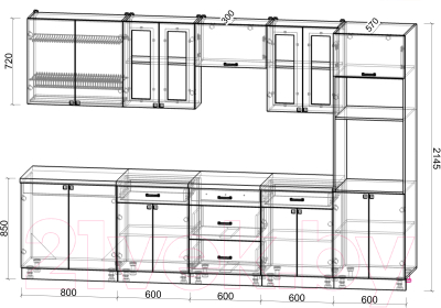 Кухонный гарнитур Интерлиния Мила Деко 3.2