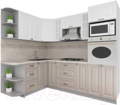 Кухонный гарнитур Интерлиния Мила Деко 1.68x2.4 левая - фото