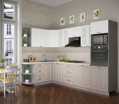 Кухонный гарнитур Интерлиния Мила Деко 1.68x3.0 левая