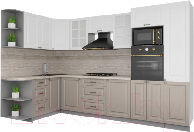 Кухонный гарнитур Интерлиния Мила Деко 1.68x3.2 левая - фото