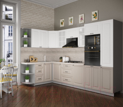 Кухонный гарнитур Интерлиния Мила Деко 1.68x3.2 левая