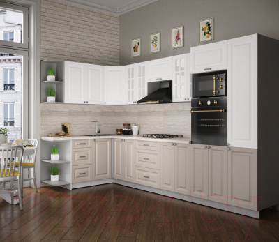 Кухонный гарнитур Интерлиния Мила Деко 1.68x3.4 левая