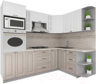 Кухонный гарнитур Интерлиния Мила Деко 1.68x2.4 правая - фото