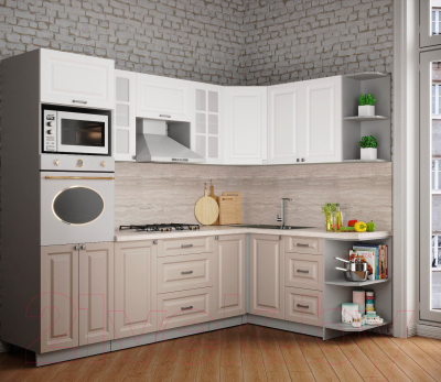 Кухонный гарнитур Интерлиния Мила Деко 1.68x2.6 правая