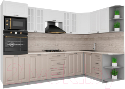 Кухонный гарнитур Интерлиния Мила Деко 1.68x3.0 правая - фото