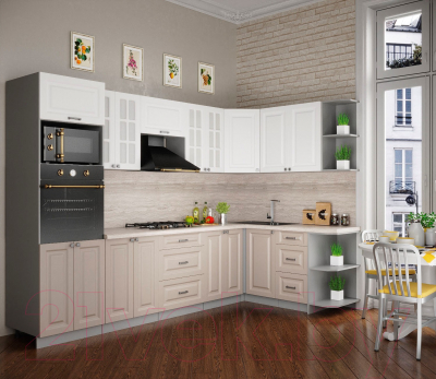 Кухонный гарнитур Интерлиния Мила Деко 1.68x3.0 правая