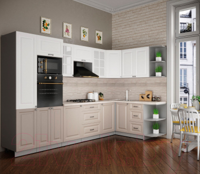 Кухонный гарнитур Интерлиния Мила Деко 1.68x3.2 правая