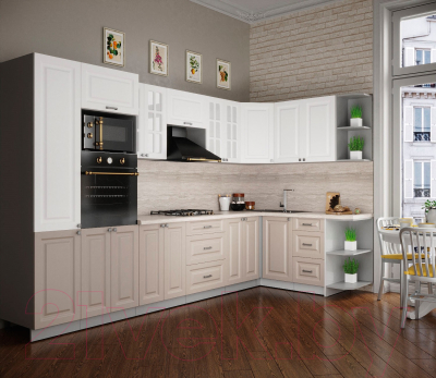 Кухонный гарнитур Интерлиния Мила Деко 1.68x3.4 правая