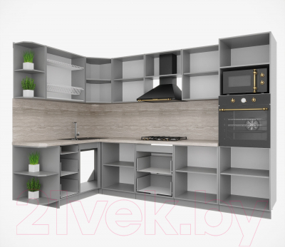 Готовая кухня Интерлиния Мила Деко 1.68x3.0 левая