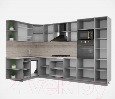 Кухонный гарнитур Интерлиния Мила Деко 1.68x3.2 левая