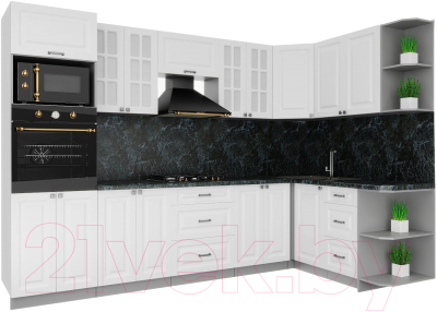 Кухонный гарнитур Интерлиния Мила Деко 1.68x3.0 правая - фото