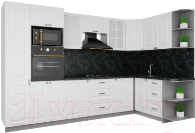 Кухонный гарнитур Интерлиния Мила Деко 1.68x3.2 правая - фото