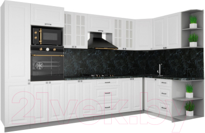 Кухонный гарнитур Интерлиния Мила Деко 1.68x3.4 правая - фото