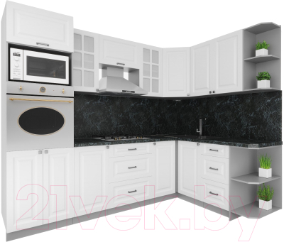 Кухонный гарнитур Интерлиния Мила Деко 1.68x2.6 правая - фото