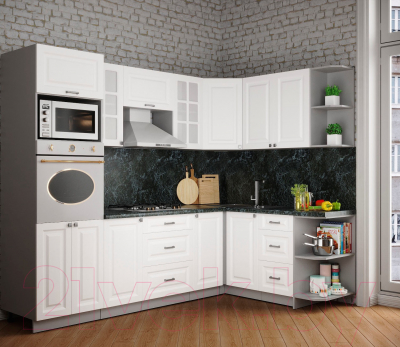 Кухонный гарнитур Интерлиния Мила Деко 1.68x2.6 правая