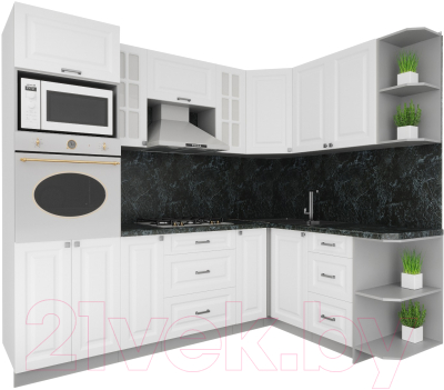 Кухонный гарнитур Интерлиния Мила Деко 1.68x2.4 правая - фото