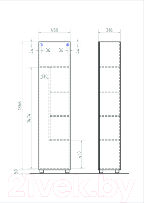 Шкаф-пенал для ванной Vigo Geometry 450