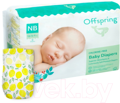 Подгузники детские Offspring NB 2-4кг Лимоны / OF01NB56LM