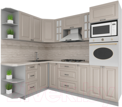 Кухонный гарнитур Интерлиния Мила Деко 1.68x2.4 левая - фото