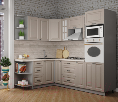 Кухонный гарнитур Интерлиния Мила Деко 1.68x2.4 левая