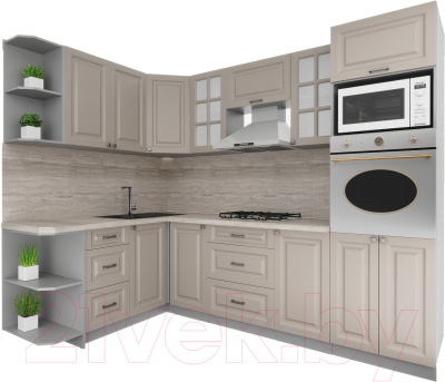Кухонный гарнитур Интерлиния Мила Деко 1.68x2.6 левая - фото