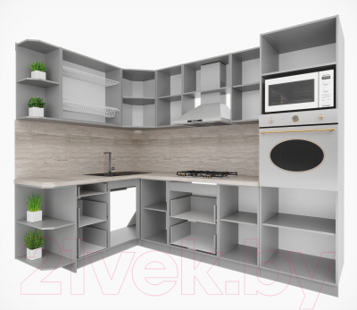 Кухонный гарнитур Интерлиния Мила Деко 1.68x2.6 левая