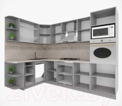 Кухонный гарнитур Интерлиния Мила Деко 1.68x2.8 левая