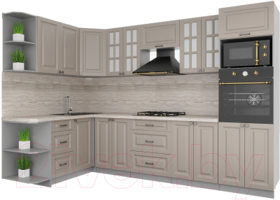 Кухонный гарнитур Интерлиния Мила Деко 1.68x3.0 левая - фото