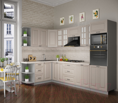 Кухонный гарнитур Интерлиния Мила Деко 1.68x3.0 левая