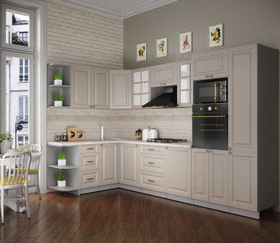 Кухонный гарнитур Интерлиния Мила Деко 1.68x3.2 левая