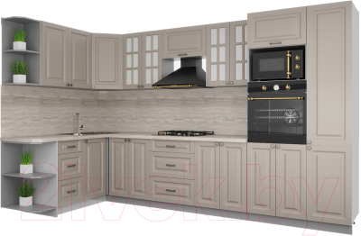 Кухонный гарнитур Интерлиния Мила Деко 1.68x3.4 левая - фото
