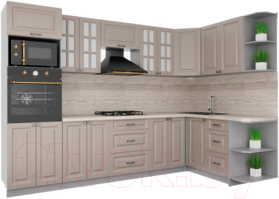 Кухонный гарнитур Интерлиния Мила Деко 1.68x3.0 правая - фото