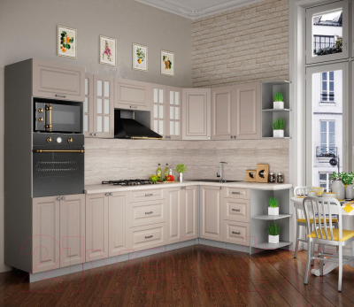 Кухонный гарнитур Интерлиния Мила Деко 1.68x3.0 правая