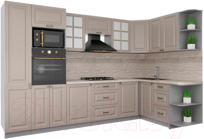 Кухонный гарнитур Интерлиния Мила Деко 1.68x3.2 правая - фото