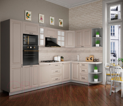 Кухонный гарнитур Интерлиния Мила Деко 1.68x3.2 правая