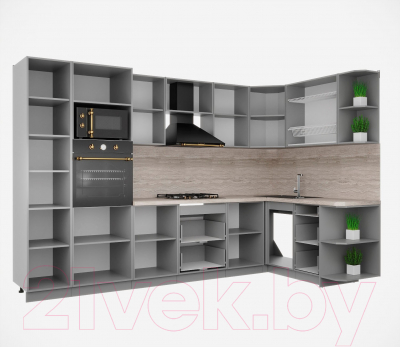 Кухонный гарнитур Интерлиния Мила Деко 1.68x3.2 правая