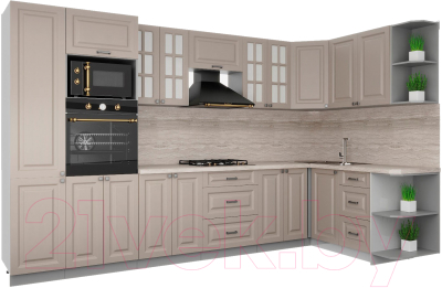 Кухонный гарнитур Интерлиния Мила Деко 1.68x3.4 правая - фото