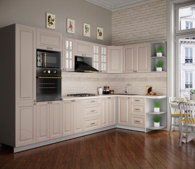 Кухонный гарнитур Интерлиния Мила Деко 1.68x3.4 правая