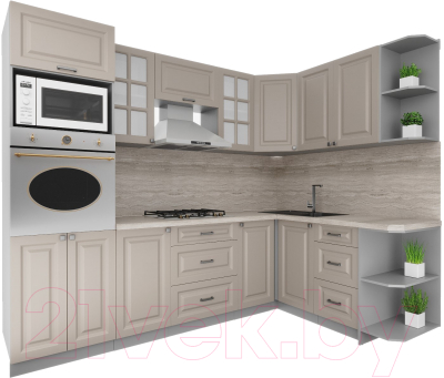 Кухонный гарнитур Интерлиния Мила Деко 1.68x2.6 правая - фото