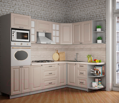 Кухонный гарнитур Интерлиния Мила Деко 1.68x2.6 правая