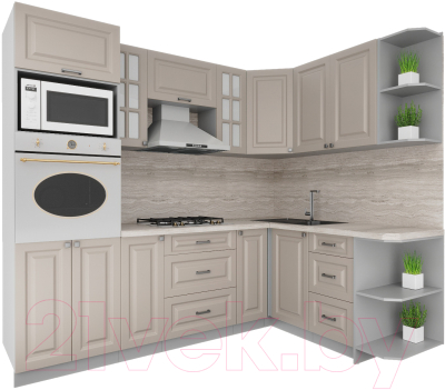 Кухонный гарнитур Интерлиния Мила Деко 1.68x2.4 правая - фото
