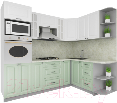Кухонный гарнитур Интерлиния Мила Деко 1.68x2.4 правая - фото