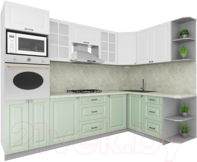 Кухонный гарнитур Интерлиния Мила Деко 1.68x2.8 правая - фото