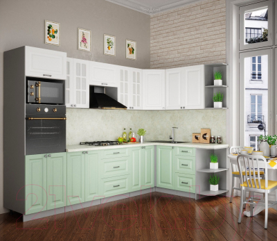 Кухонный гарнитур Интерлиния Мила Деко 1.68x3.0 правая