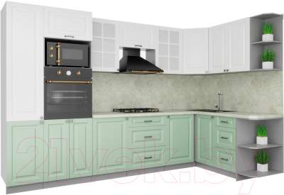Кухонный гарнитур Интерлиния Мила Деко 1.68x3.2 правая - фото