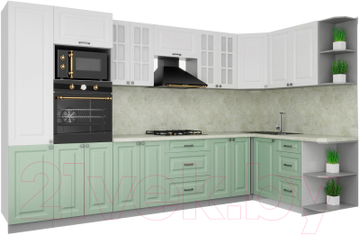 Кухонный гарнитур Интерлиния Мила Деко 1.68x3.4 правая - фото